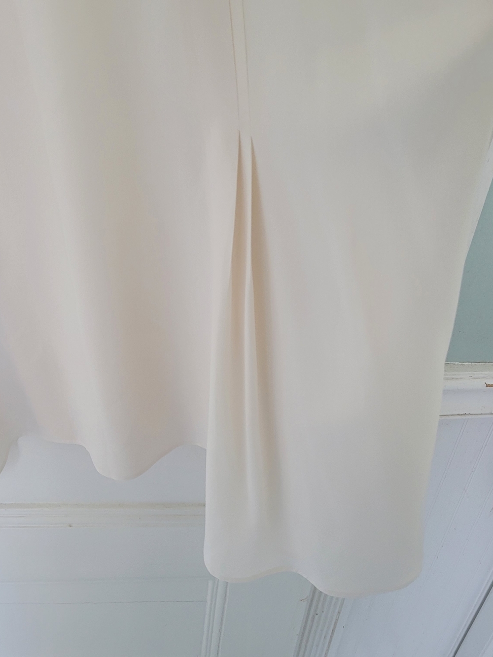 Eskandar Silk Swing Blouse Size 0 ( 4-6) Ivory Oversized Pleated Back Minimalist - Picture 4 of 11